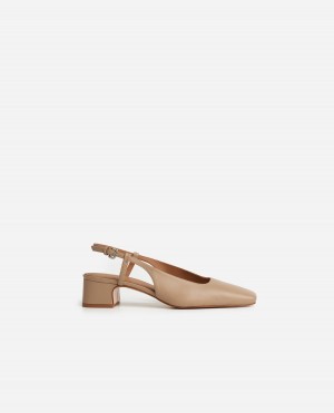 Beige Shoes Flattered Elin Leather Heels | LCATR40354