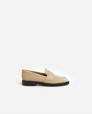 Beige Shoes Flattered Sara Suede Loafers | CACVG55875