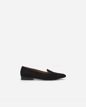 Black Shoes Flattered Alex Suede Loafers | PCAER38069