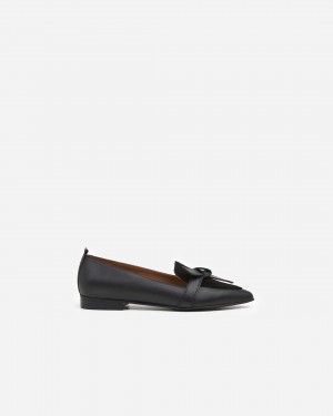 Black Shoes Flattered Ally Leather/Suede Loafers | CAEAH77144