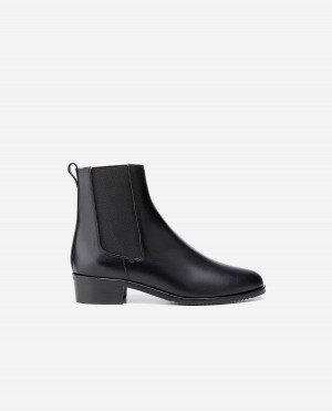 Black Shoes Flattered Lucile Leather Boots | CACVG68088