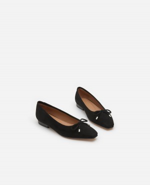 Black Shoes Flattered Monica Suede Ballet Flats | UCAND91436