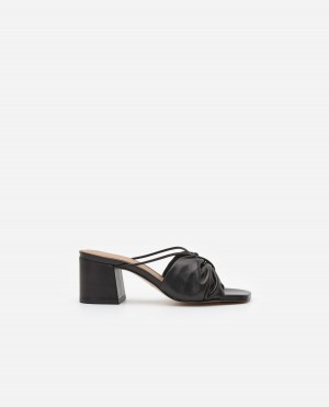 Black Shoes Flattered Olivia Leather Heels | LCASX16621