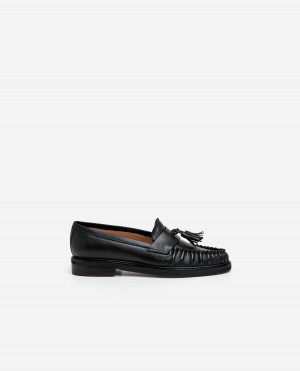 Black Shoes Flattered Sigrid Leather Loafers | PCAER31278