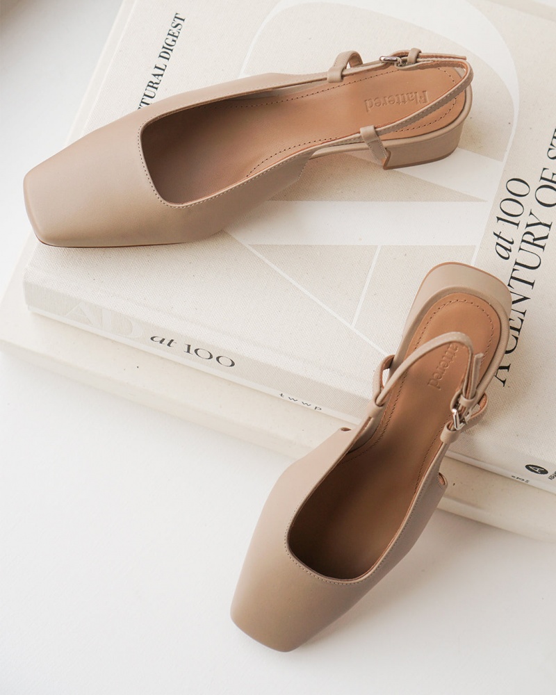 Beige Shoes Flattered Elin Leather Heels | LCATR40354