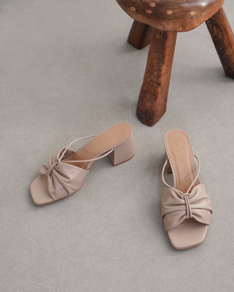 Beige Shoes Flattered Olivia Leather Heels | CAEAH36979