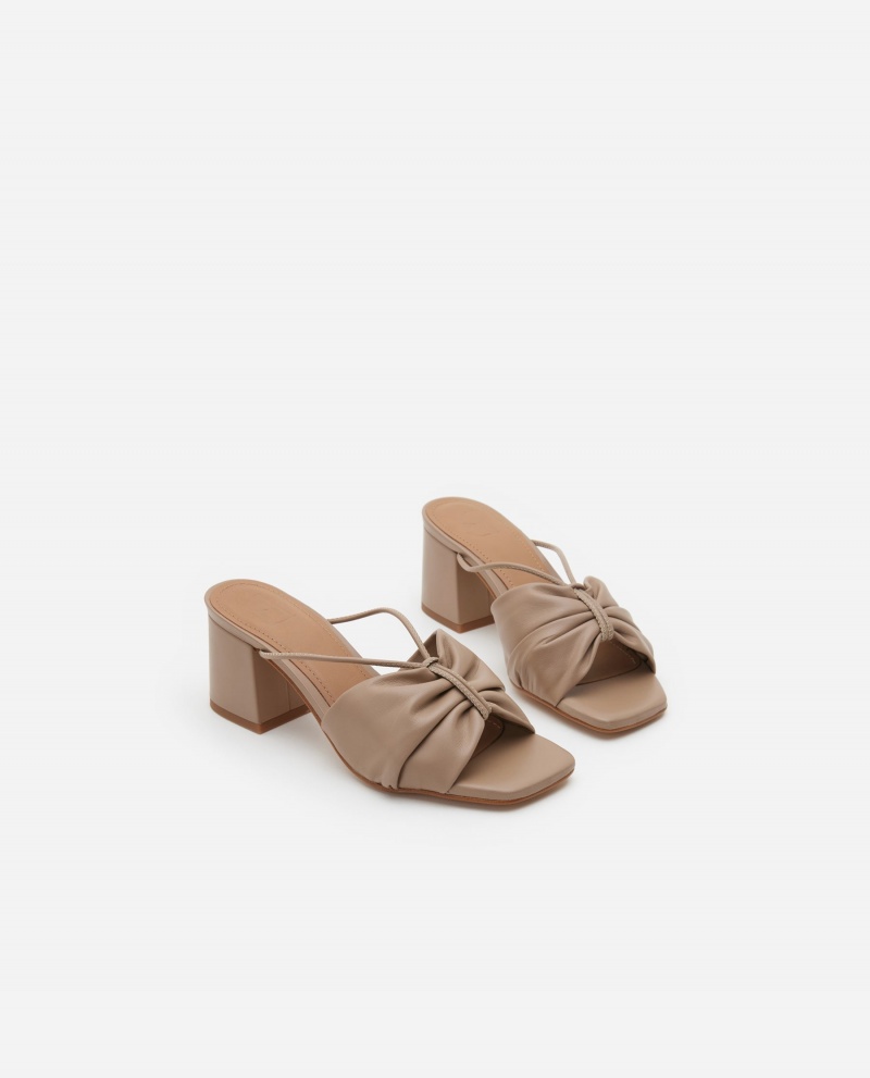 Beige Shoes Flattered Olivia Leather Heels | CAEAH36979