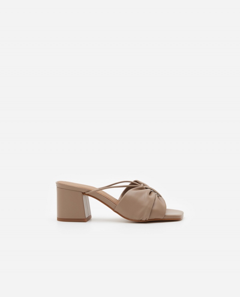 Beige Shoes Flattered Olivia Leather Heels | CAEAH36979