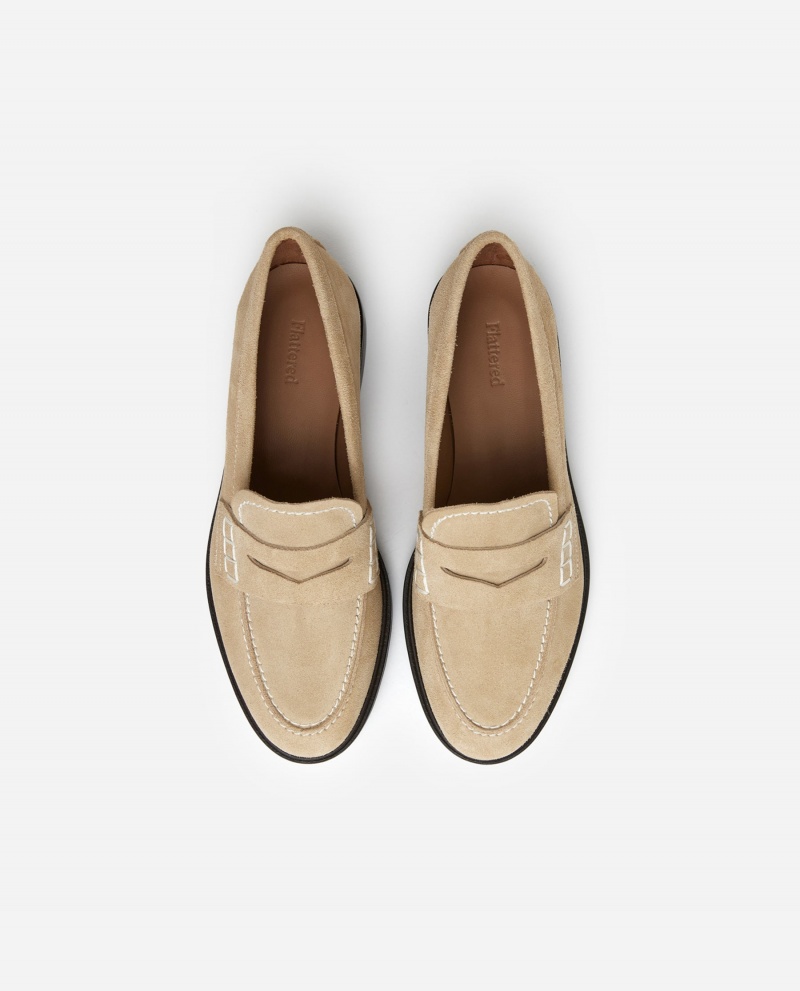 Beige Shoes Flattered Sara Suede Loafers | CACVG55875