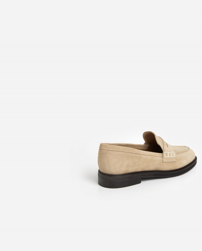 Beige Shoes Flattered Sara Suede Loafers | CACVG55875