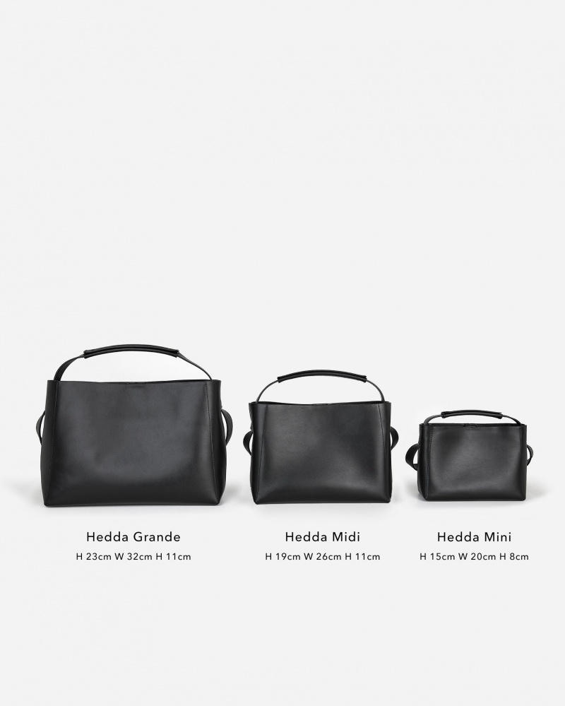 Black Accessories Flattered Hedda Midi Handbag Leather Bags | CAXMI14203