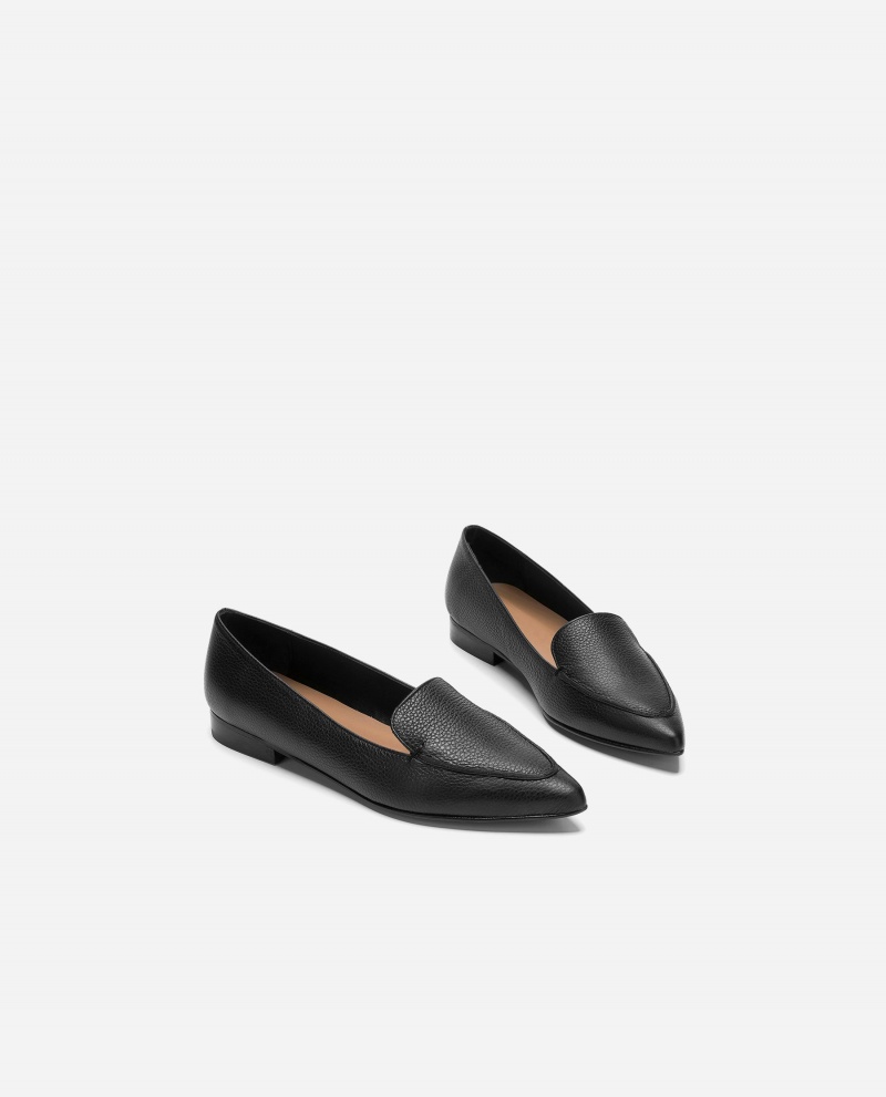 Black Shoes Flattered Alex Leather Loafers | CAQCS93005