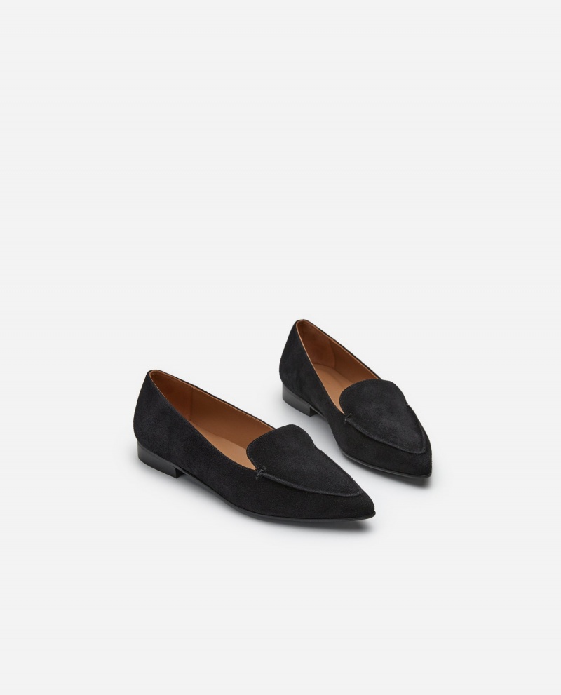 Black Shoes Flattered Alex Suede Loafers | PCAER38069