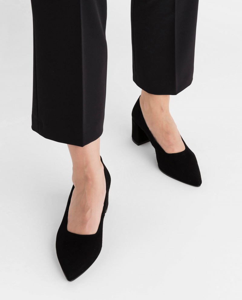 Black Shoes Flattered Alison Suede Heels | CAXBR19682