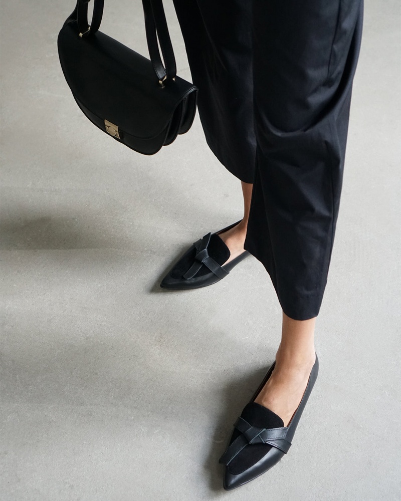 Black Shoes Flattered Ally Leather/Suede Loafers | CAEAH77144