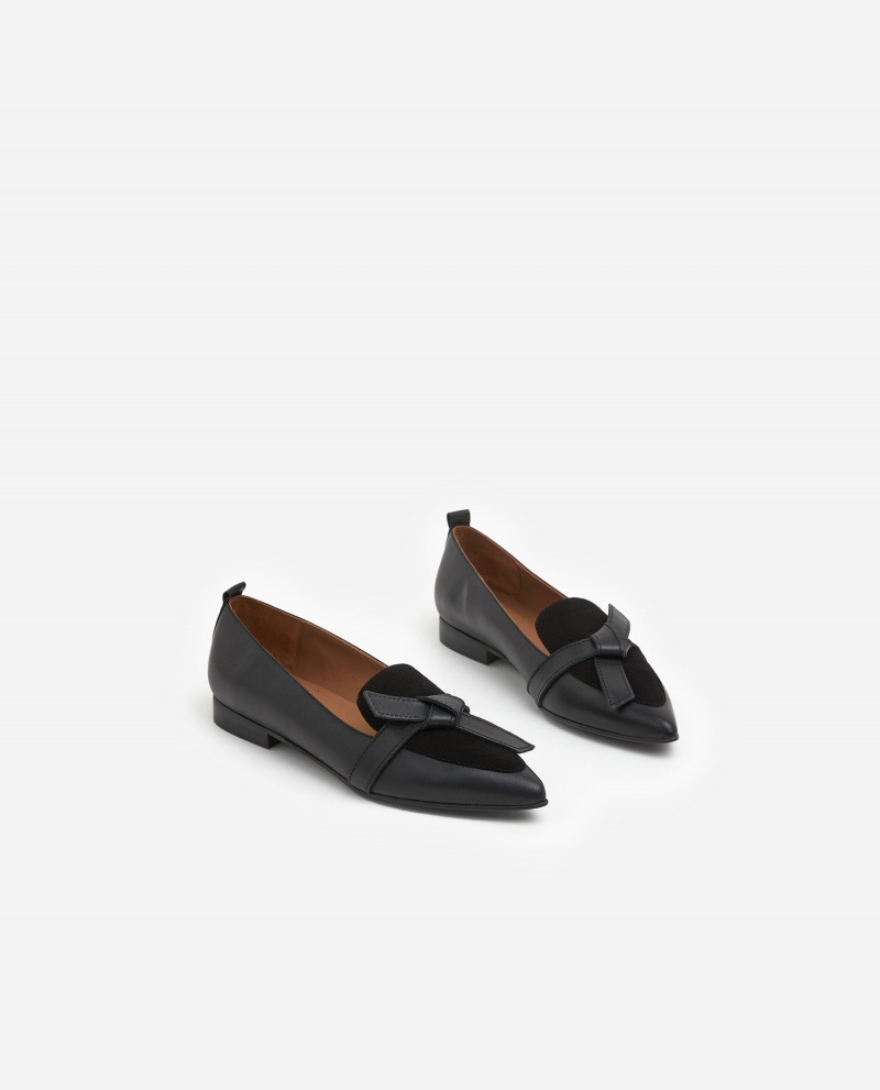 Black Shoes Flattered Ally Leather/Suede Loafers | CAEAH77144