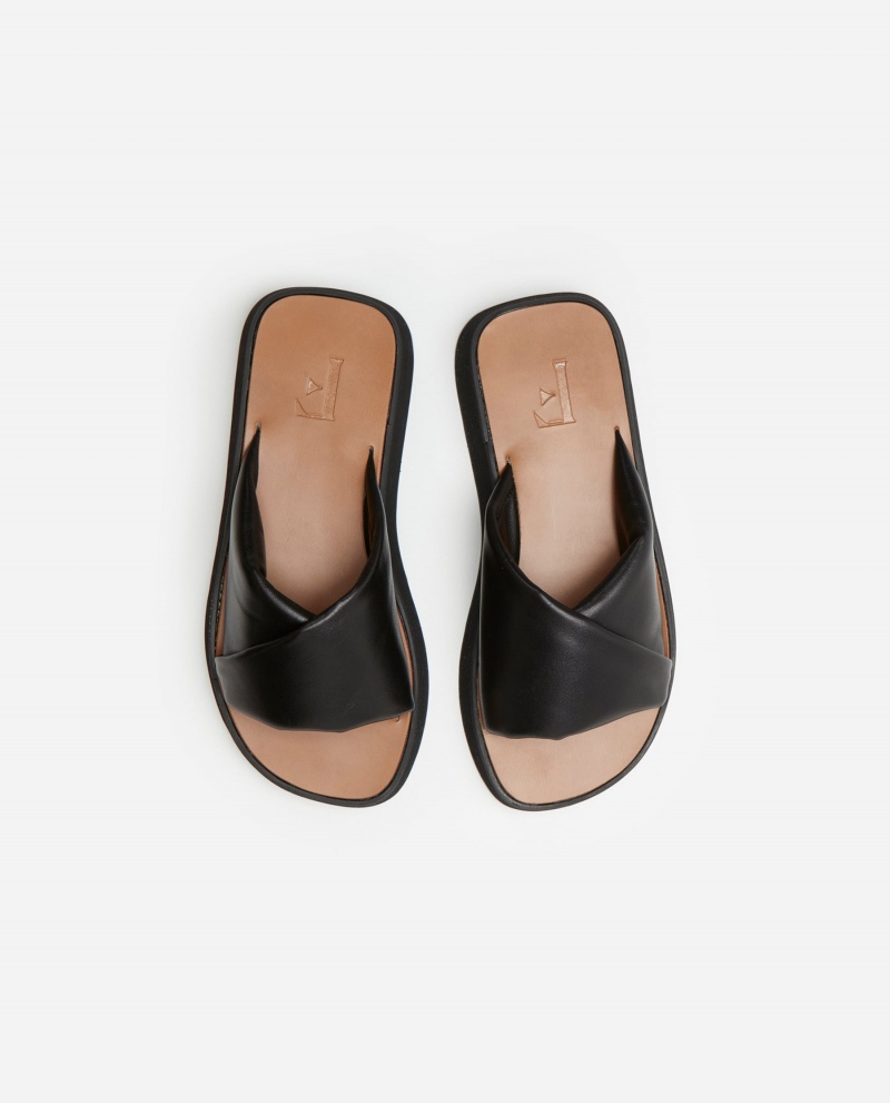 Black Shoes Flattered Bea Leather Sandals | TCAPQ41202