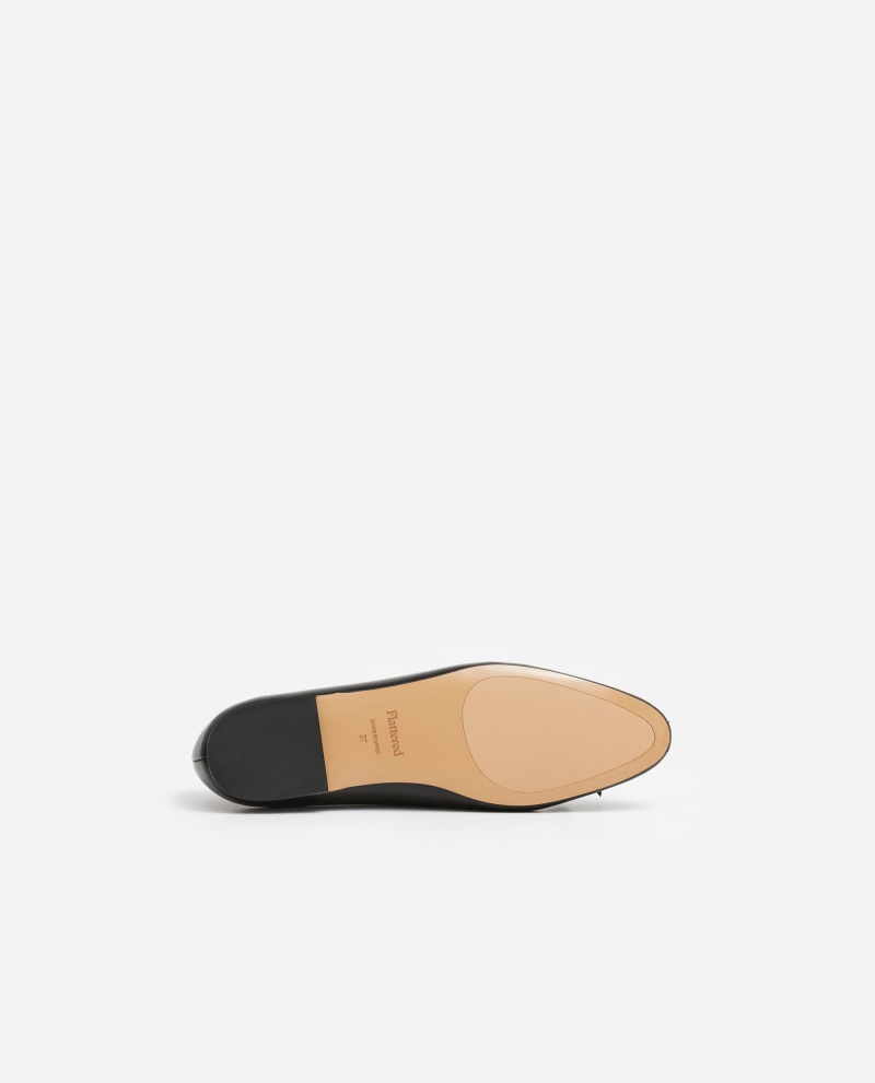 Black Shoes Flattered Bodil Leather Ballet Flats | CAQCS27564