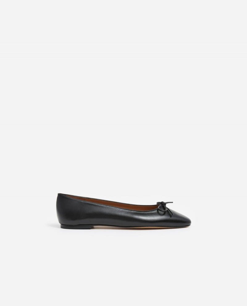 Black Shoes Flattered Bodil Leather Ballet Flats | CAQCS27564