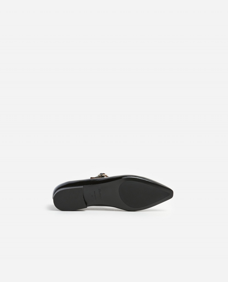 Black Shoes Flattered Camila Leather Ballet Flats | CAICD25178