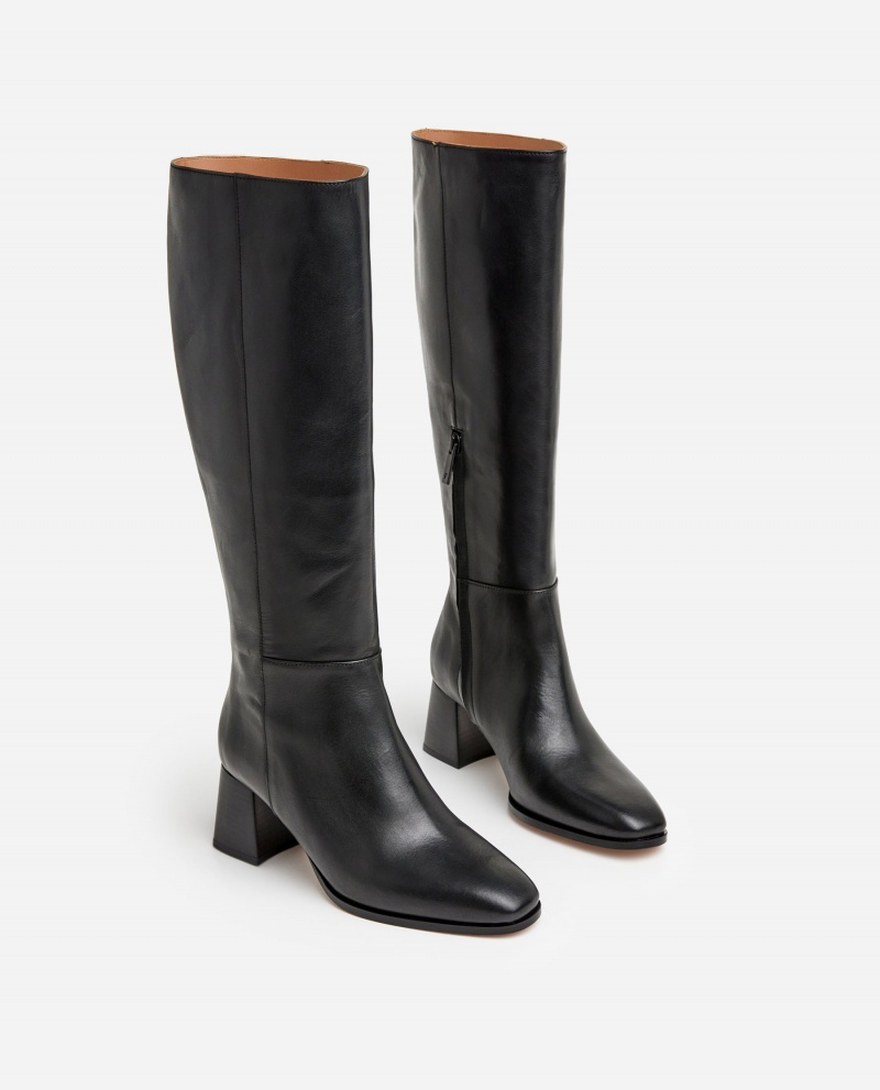 Black Shoes Flattered Colette Leather Boots | MCAHR37026