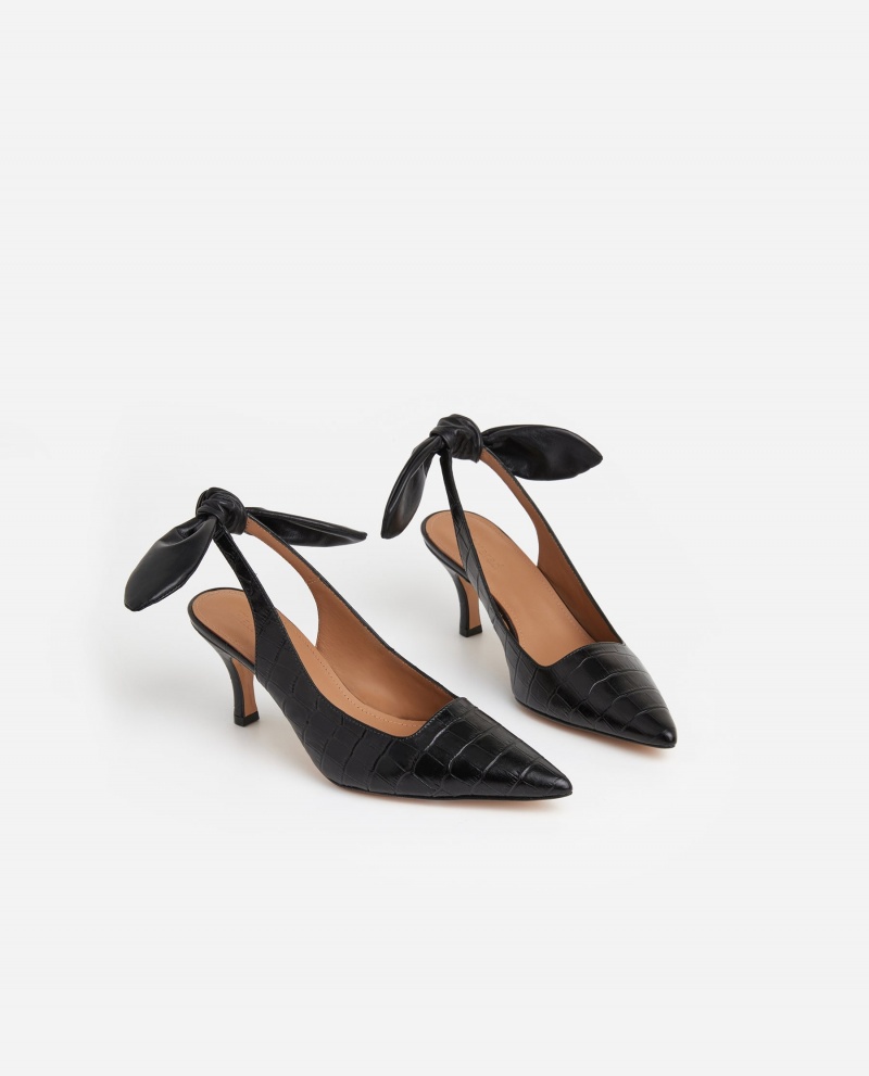 Black Shoes Flattered Franchesca Leather Heels | CAXBR86851