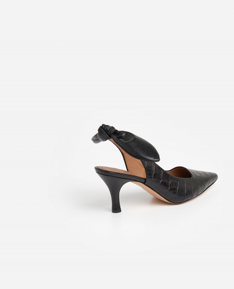 Black Shoes Flattered Franchesca Leather Heels | CAXBR86851