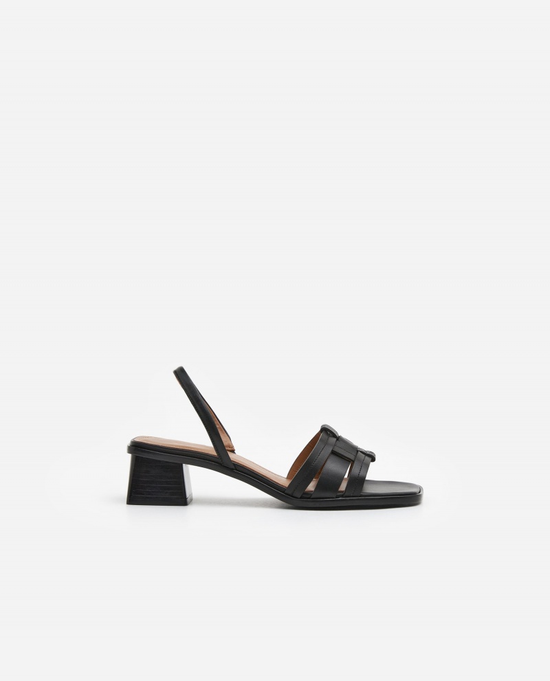 Black Shoes Flattered Freja Leather Heels | UCAND35173