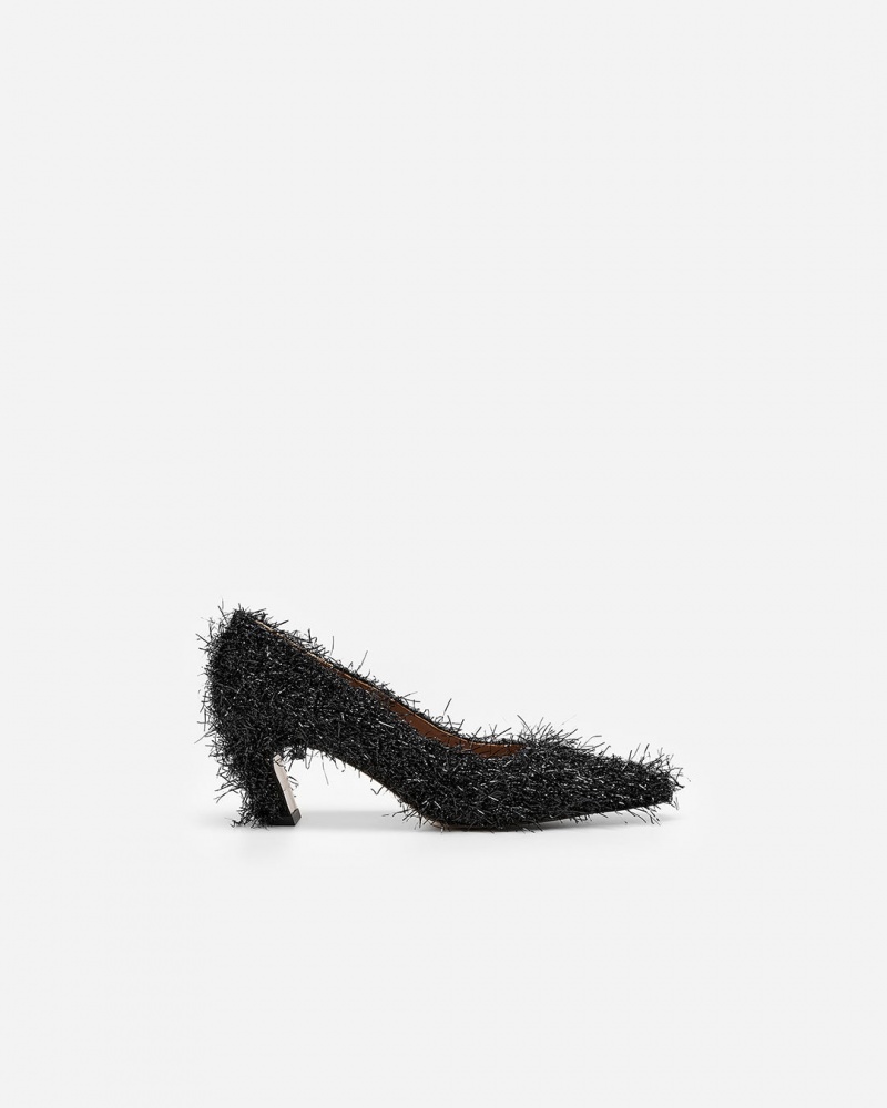 Black Shoes Flattered Iggy Textile Heels | GCACA63271