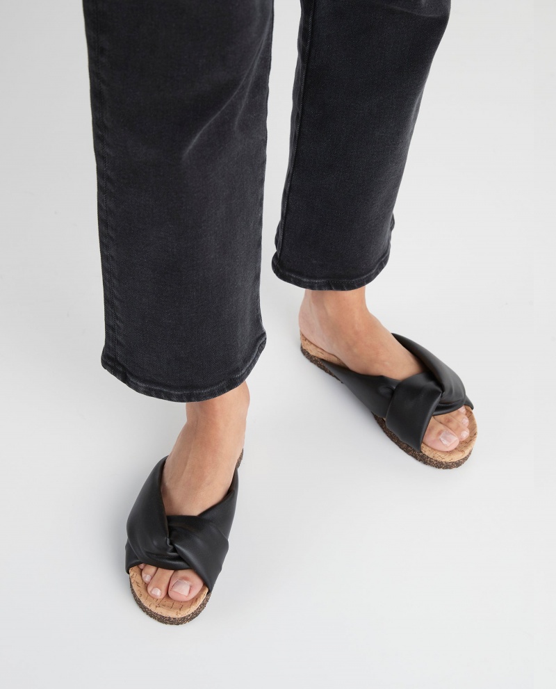 Black Shoes Flattered Lou Vegan Material Sandals | CAQCS58897