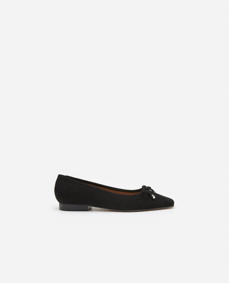 Black Shoes Flattered Monica Suede Ballet Flats | UCAND91436