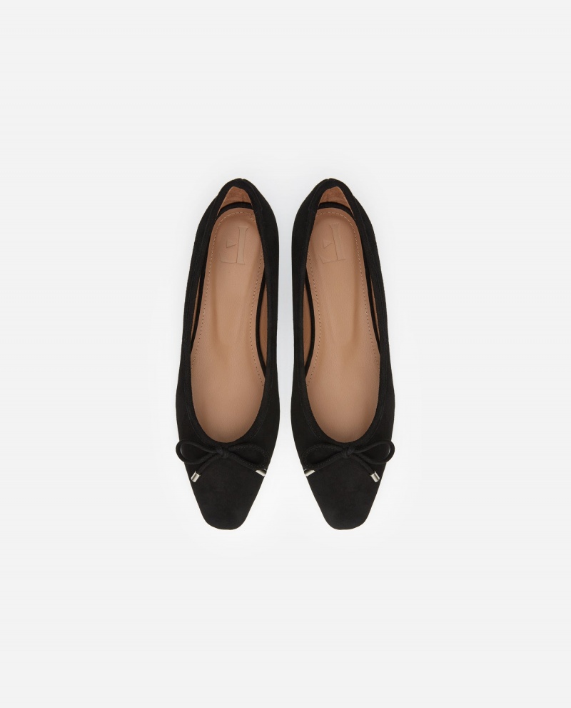 Black Shoes Flattered Monica Suede Ballet Flats | UCAND91436