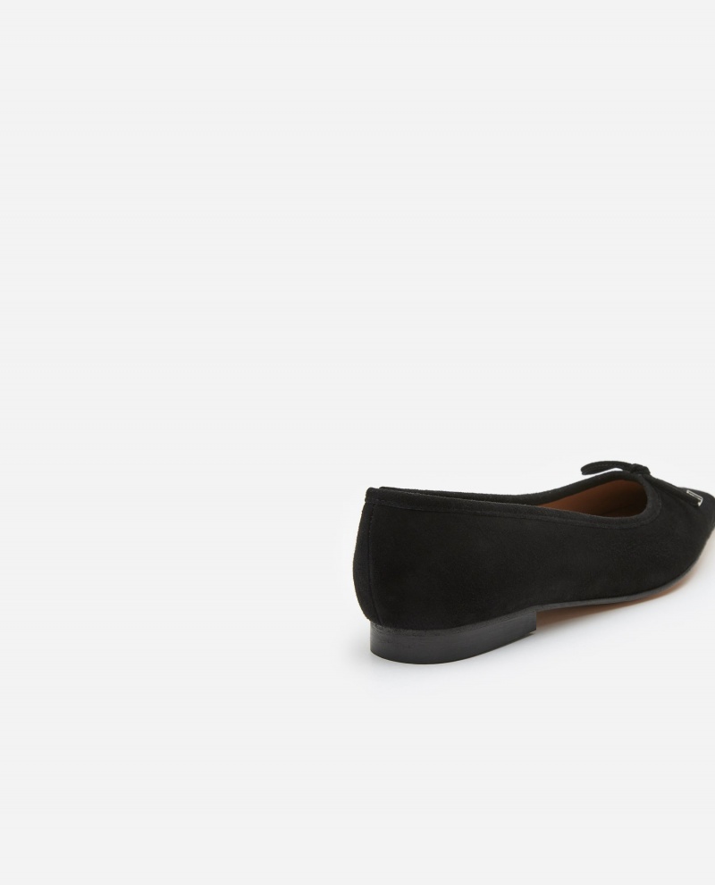 Black Shoes Flattered Monica Suede Ballet Flats | UCAND91436