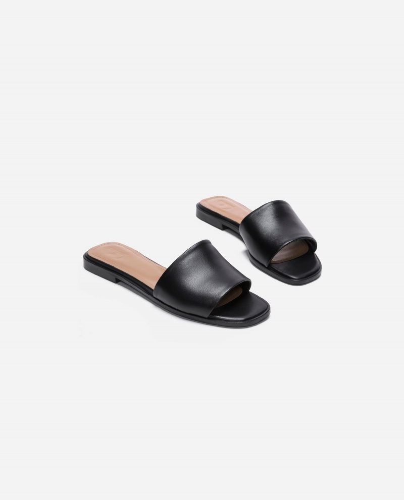 Black Shoes Flattered Mouna Leather Sandals | DCAKV31246