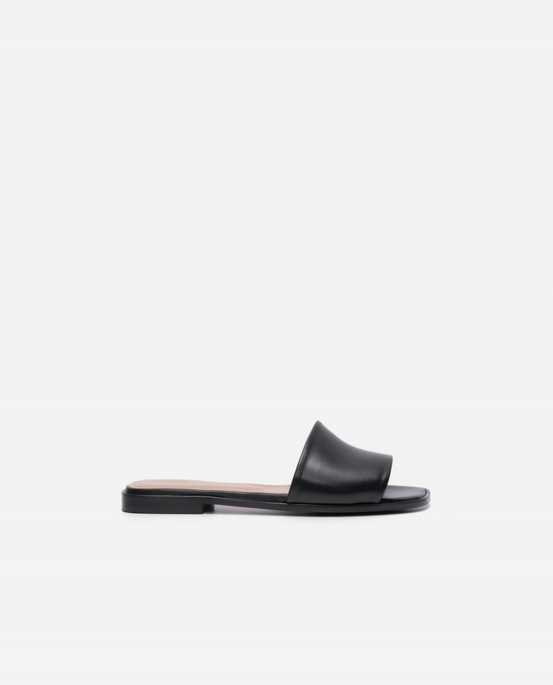 Black Shoes Flattered Mouna Leather Sandals | DCAKV31246