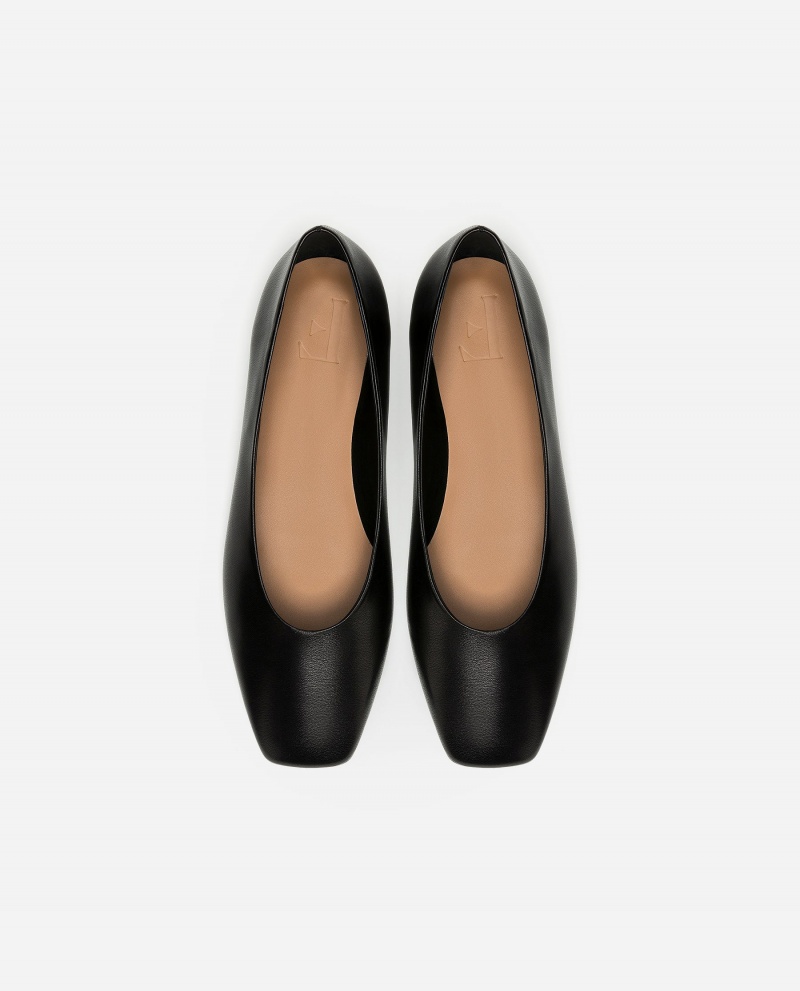 Black Shoes Flattered Nikki Leather Ballet Flats | CAEAH93243