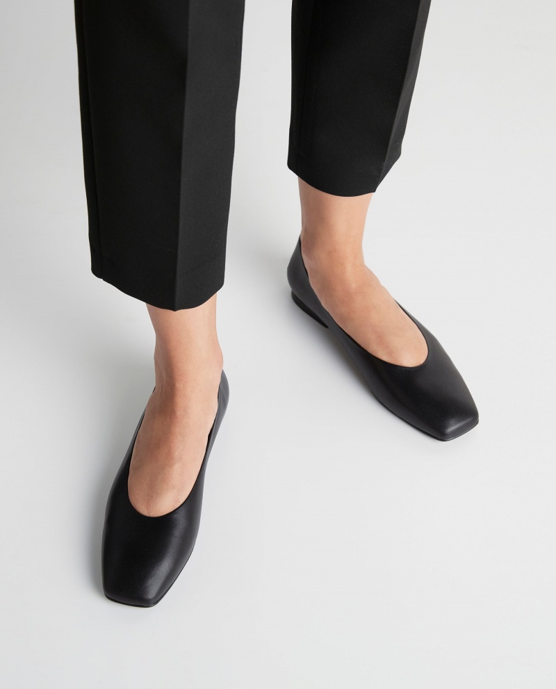 Black Shoes Flattered Nikki Leather Ballet Flats | CAEAH93243