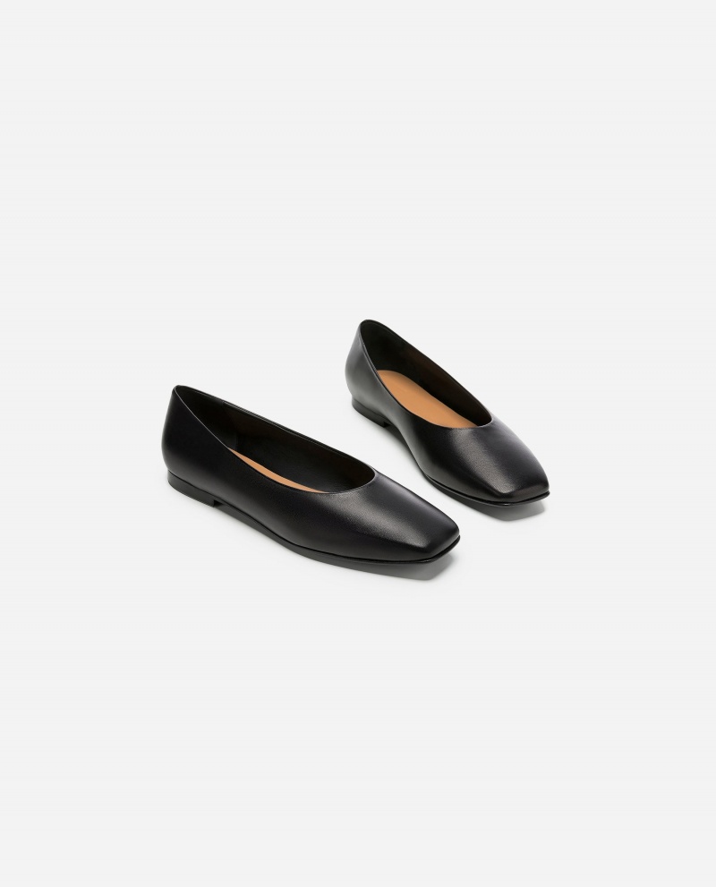 Black Shoes Flattered Nikki Leather Ballet Flats | CAEAH93243