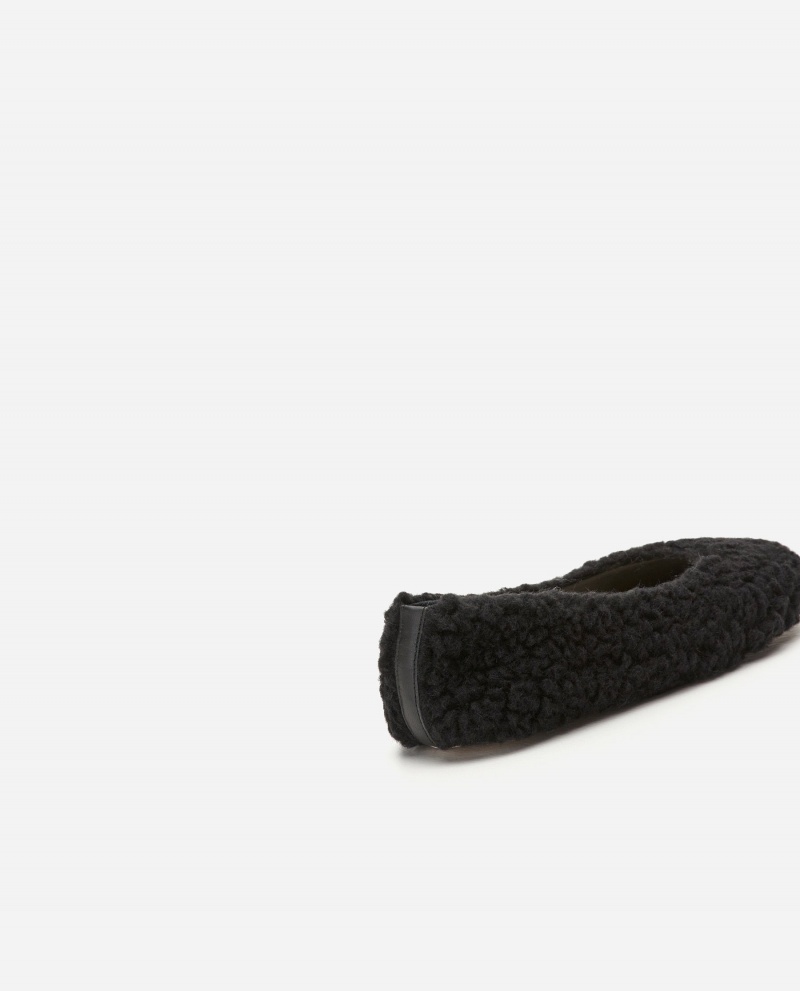 Black Shoes Flattered Nina Teddy Indoor Shoes | CAQAV90788