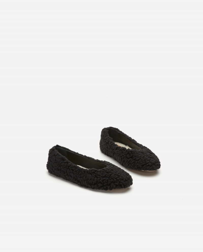 Black Shoes Flattered Nina Teddy Indoor Shoes | CAQAV90788