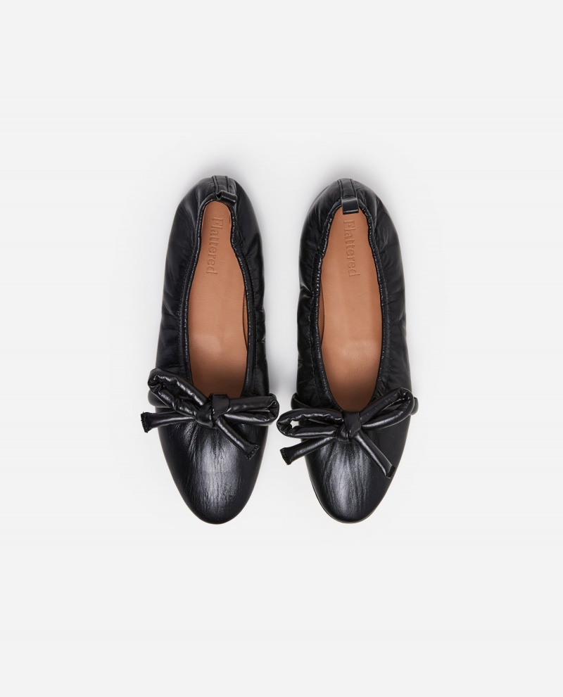 Black Shoes Flattered Polly Leather Ballet Flats | ECAVG46381