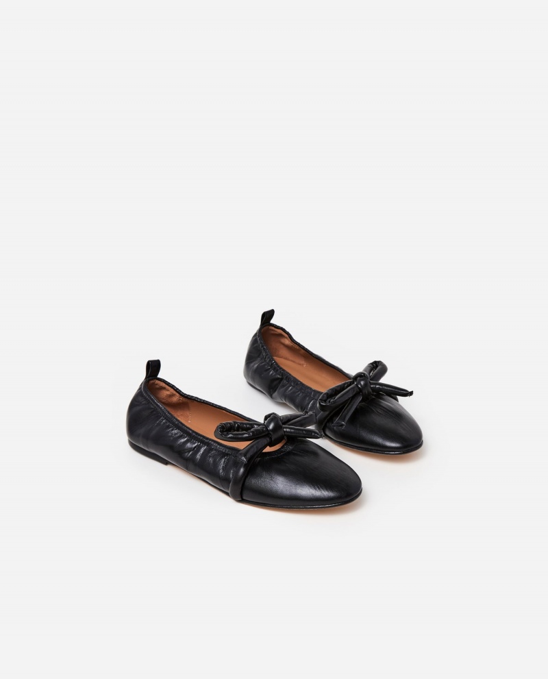 Black Shoes Flattered Polly Leather Ballet Flats | ECAVG46381