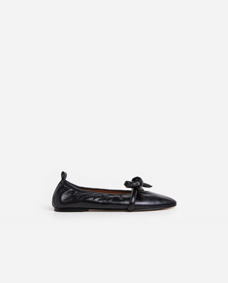 Black Shoes Flattered Polly Leather Ballet Flats | ECAVG46381