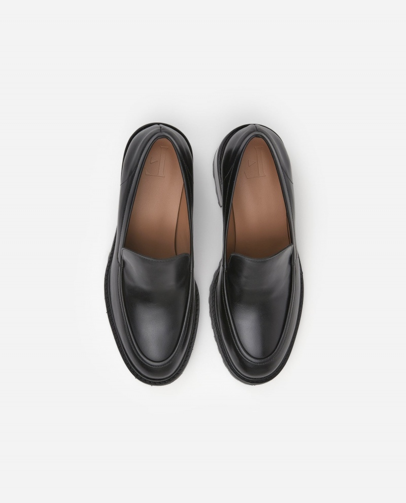 Black Shoes Flattered Saga Leather Loafers | TCAWZ79278