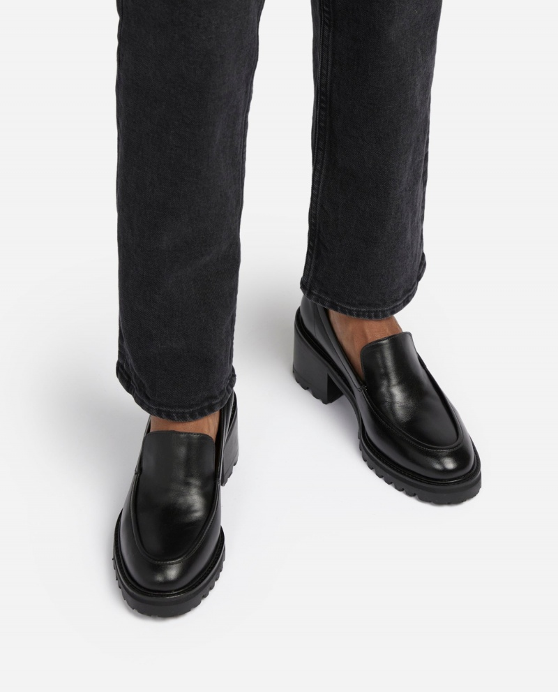 Black Shoes Flattered Saga Leather Loafers | TCAWZ79278