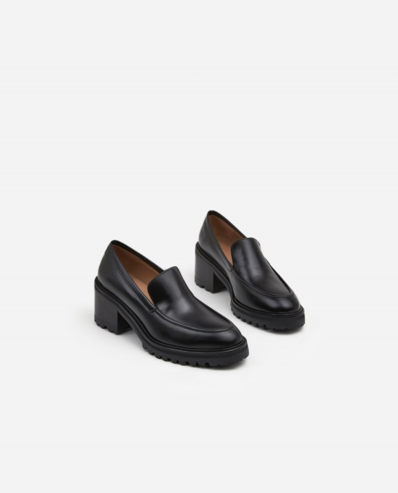 Black Shoes Flattered Saga Leather Loafers | TCAWZ79278