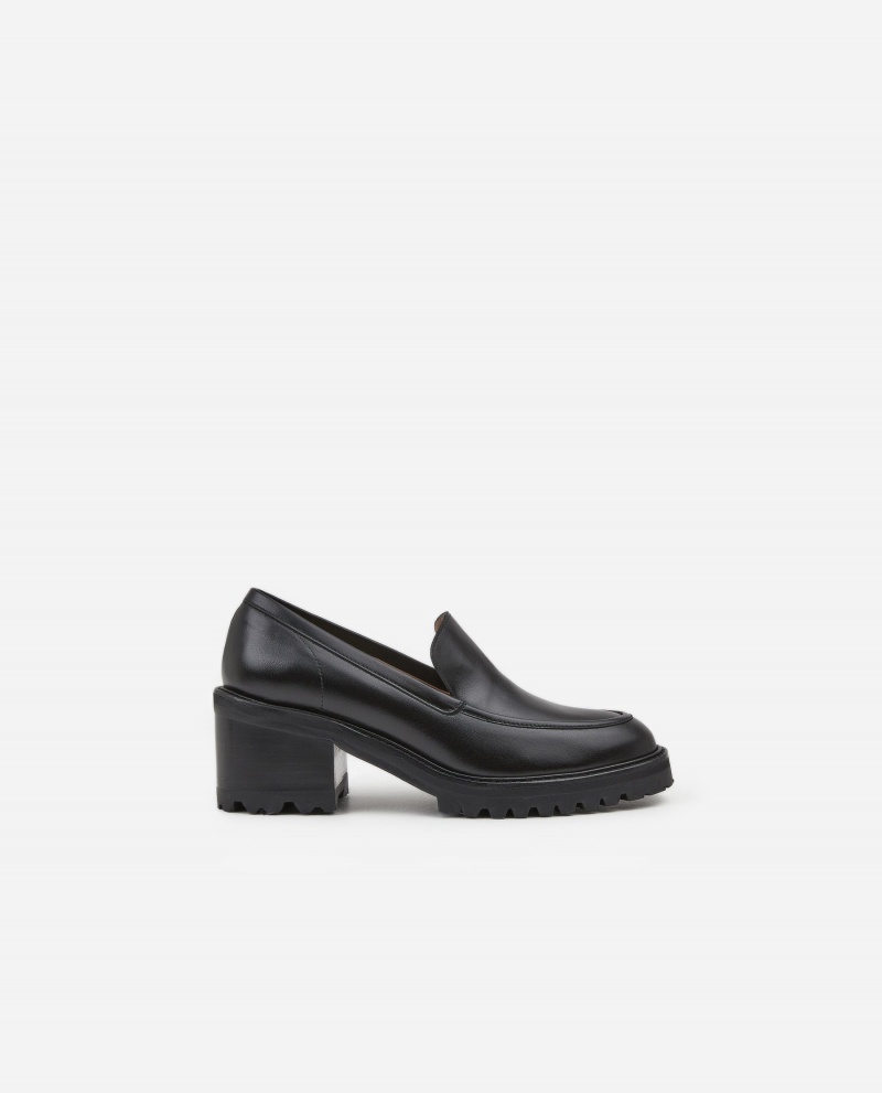 Black Shoes Flattered Saga Leather Loafers | TCAWZ79278