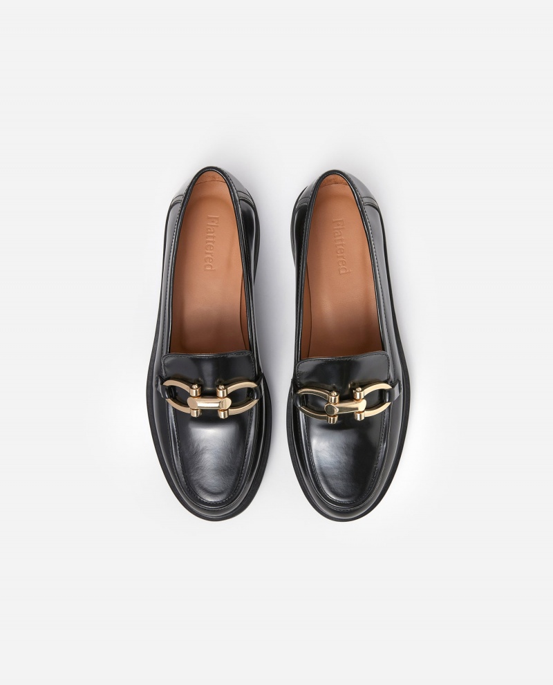 Black Shoes Flattered Samantha Leather Loafers | FCAHY91031