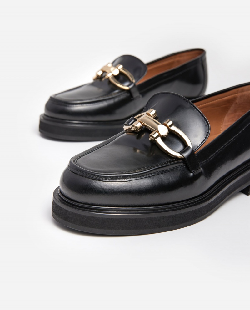 Black Shoes Flattered Samantha Leather Loafers | FCAHY91031