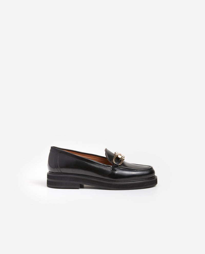 Black Shoes Flattered Samantha Leather Loafers | FCAHY91031